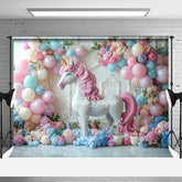 Lofaris Floral Balloon Arched Unicorn Cake Smash Backdrop